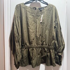 NWT Banana Republic Women's Synched Waist Top In Dark Green Size L